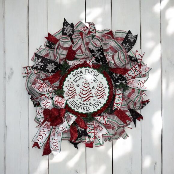 Sweet & Sparkly Little Debbie Tasty Cake Holiday Door Wreath - Picture 1 of 5